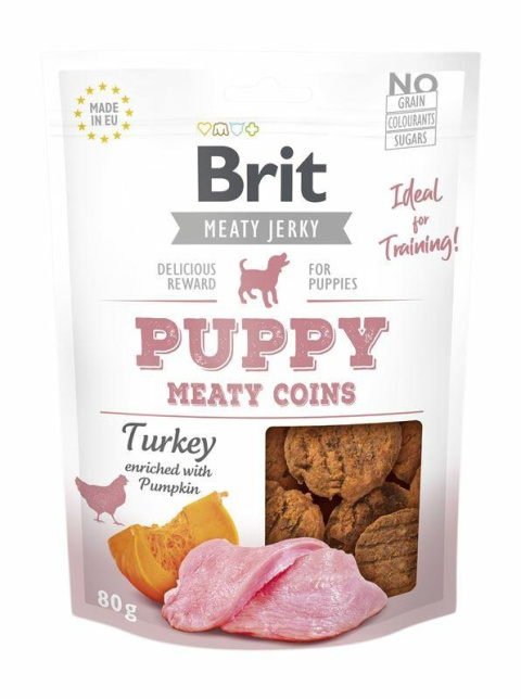 BRIT SNACK JERKY PUPPY TURKEY COINS 80g