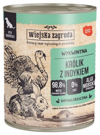 Wiejska Zagroda Królik z indykiem puszka 800g