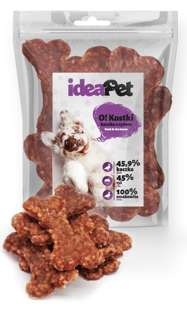 IDEAPET KOSTKI KACZKA Z RYŻEM 9cm 500g