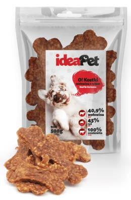 IDEAPET KOSTKI WOŁOWINA Z RYŻEM 9cm 500g