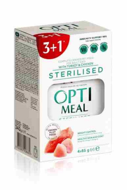 OPTIMEAL KOT (3+1) STERILISED INDYK, KURA saszetki 85g